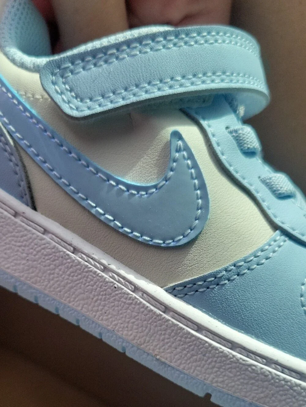 Nike Kids Light Blue and White Velcro Sneakers